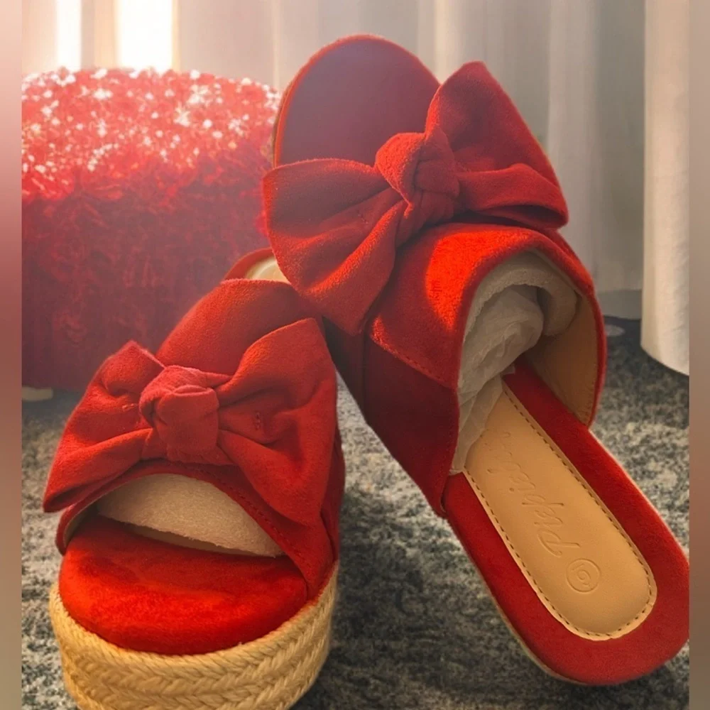 NEW WOMENS PIEPIEBUY PLATFORM ESPADRILLE SLIP ON WEDGE SANDALS  SIZE 6